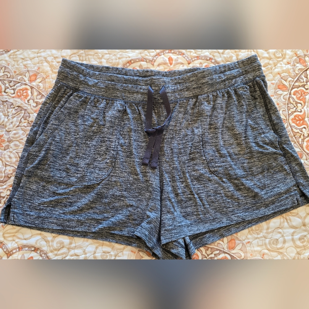 90 Degree Women's Heathered Charcoal Athletic Casual Knit Shorts Sz XL